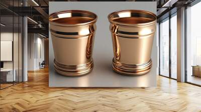 Two Copper Cups on a Grey Background Wall mural