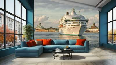 cruise ship arriving at helsinki port Wall mural