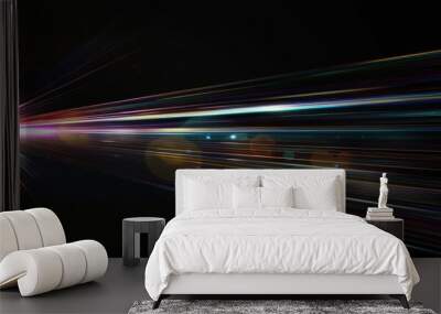 Abstract light rays on black background, futuristic design in digital art style or technology concept Wall mural