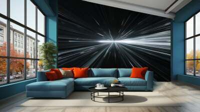 Abstract light rays on black background, futuristic design in digital art style or technology concept Wall mural