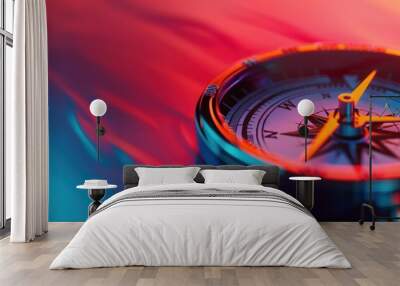 close-up photo of digital compass with gradient background Wall mural