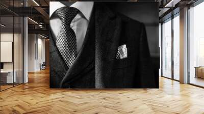 close-up view. Business clothes for men isolated on dark background. for corporate or formal events. Wall mural