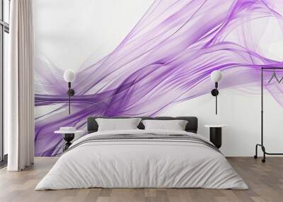 Dynamic purple gradient smooth flowing vector wave lines isolated on white background for technology concept Wall mural