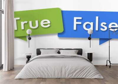 True and false illustration in two colored bubbles Wall mural