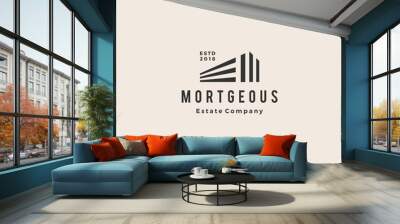 3d perspective house home mortgage architecture hipster vintage logo emblem vector icon Wall mural