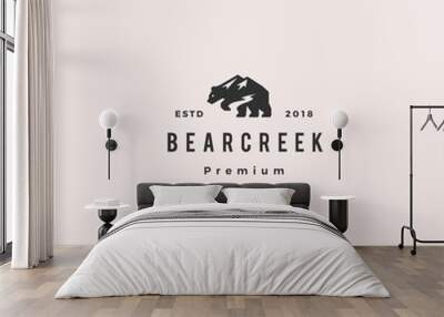 bear creek mount logo hipster retro vintage vector icon illustration Wall mural