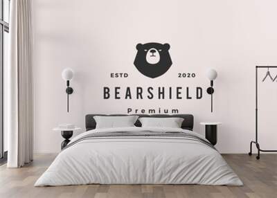 bear shield logo hipster retro vintage vector icon illustration Wall mural