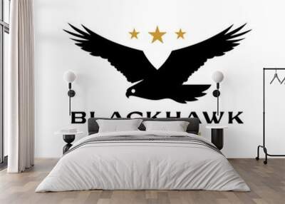 black hawk eagle flying roar star logo vector icon illustration Wall mural