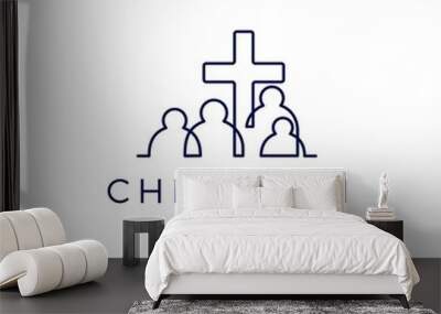 christian community people family logo vector icon illustration Wall mural