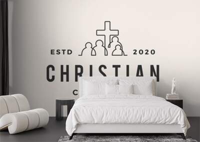 christian people community hipster vintage logo vector icon illustration Wall mural