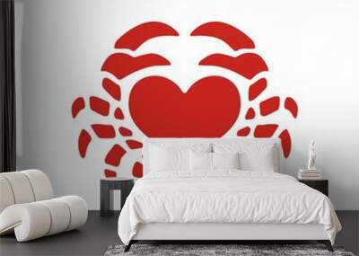 crab love heart seafood logo vector icon illustration Wall mural