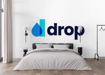 d letter drop droplet overlapping color logo vector icon illustration Wall mural