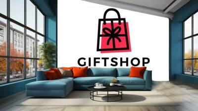 gift shop shopping bag logo vector icon illustration Wall mural