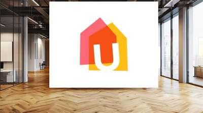 letter u house home overlapping color logo vector icon illustration Wall mural