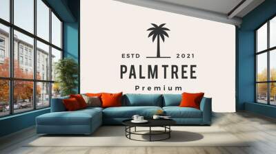 palm tree hipster vintage logo vector icon illustration Wall mural