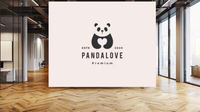 panda love logo hipster retro vintage vector icon illustration Wall mural