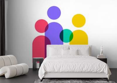 people community team family overlapping color logo vector icon illustration Wall mural