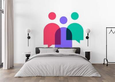 people family together human unity chat bubble logo vector icon Wall mural