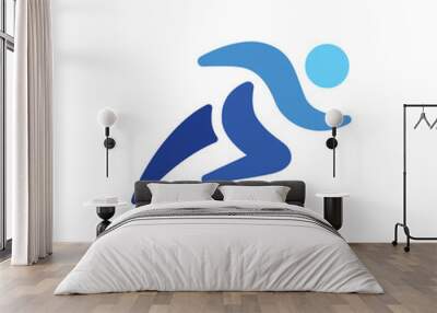 run running people human man sport logo vector icon illustration Wall mural