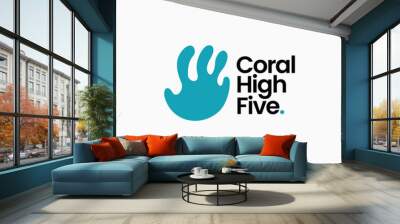 sea coral hand high five care logo vector icon illustration Wall mural