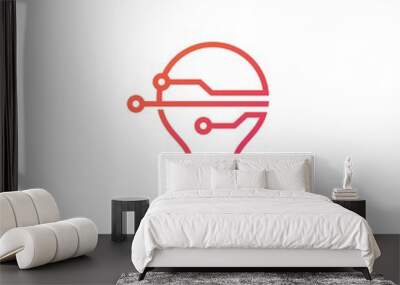 smart bulb tech logo vector icon illustration Wall mural