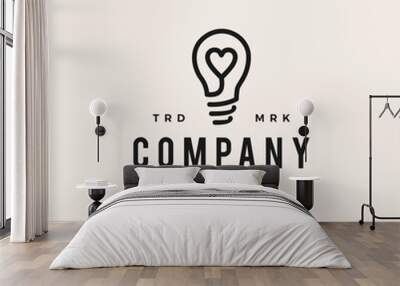 think love bulb idea hipster vintage logo vector icon illustration Wall mural