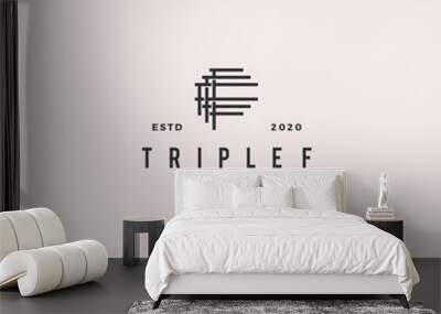 triple f monogram fff letter hipster retro vintage lettermark logo for branding or t shirt design Wall mural