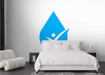 water drop human check logo vector icon illustration Wall mural