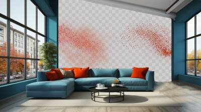 Grainy scatterings of  spicy burst . Splashes of  red pepper powder.Overlay effect chilli or paprika spice splatters. Vector realistic illustration of hot dried spice. Wall mural