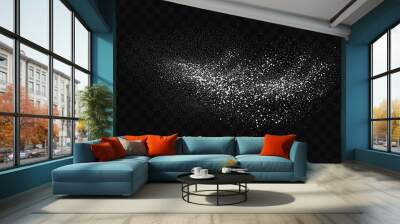 Grainy scatterings of sugar and salt crystals. Splashes of water and snow. Rain overlay effect and sea spray.Vector flour illustration. Wall mural