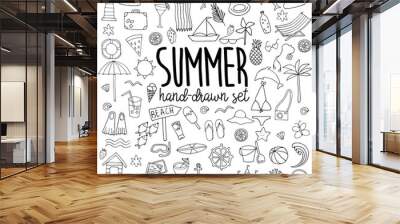 Hand drawn summer set  Wall mural