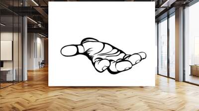 Gesture open palms. Two Hand gives or receives. Contour graphic style. Vector  Wall mural