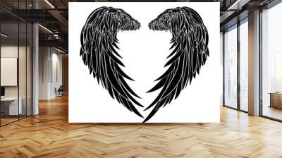 Wings. Vector illustration. Black and white style  Wall mural