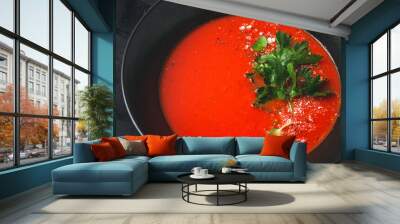 tomato soup, with herbs and spices, homemade, no people, Wall mural