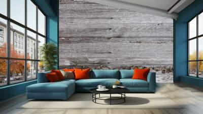 Background of old gray wooden boards Wall mural