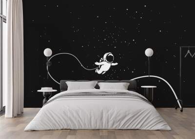 astronaut alone in outer space.science theme.vector illustration Wall mural