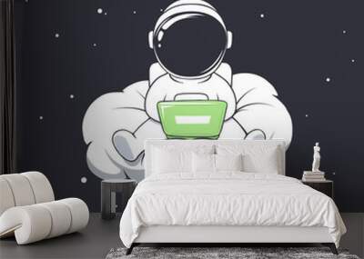 astronaut work in freelance on cloud Wall mural