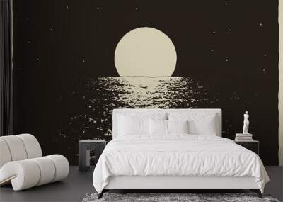 Sunset at the night ocean Wall mural