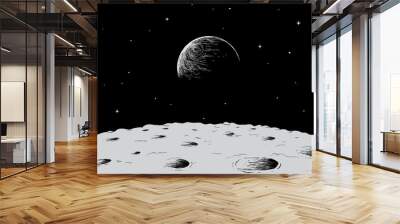 view to Earth from surface of the moon Wall mural