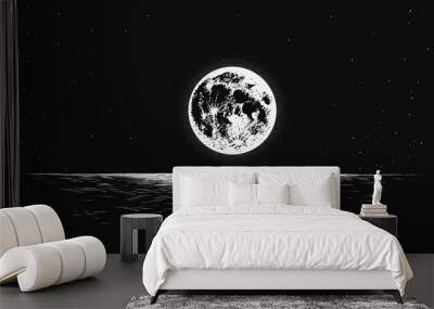 View to full moon on the sea Wall mural