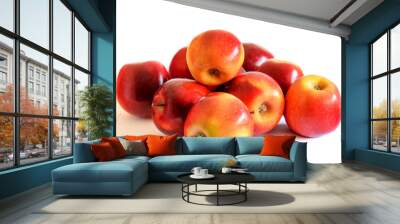 Group of fresh red apples on the white background. Wall mural