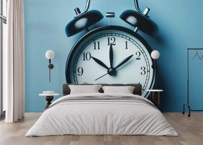 Classic Alarm Clock on Blue Background Wall mural