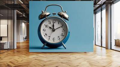 Classic Alarm Clock on Blue Background Wall mural