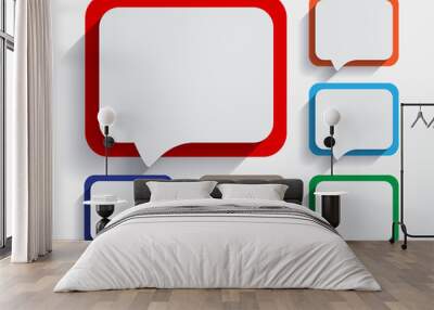 Set of empty six speech information bubbles for design. Wall mural