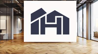 Vector initial letter h with home monogram apartment with simple layer logo designof_Untitled-3-8.eps Wall mural