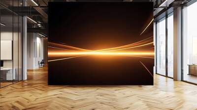 abstract futuristic background featuring orange yellow motion blur lines black backdrop flashes light creating concept technology innovation Wall mural