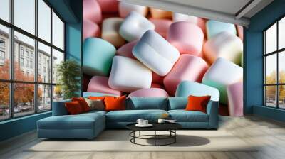 assorted pastel marshmallows background Wall mural