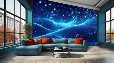 blue glowing particle abstract background bokeh Wall mural