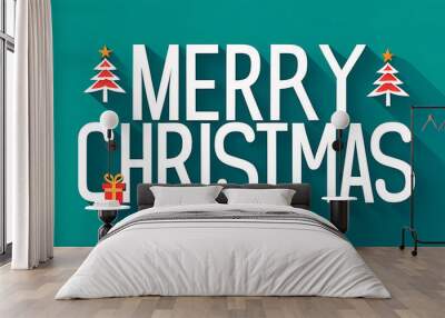 christmas message festive letters illustration Wall mural