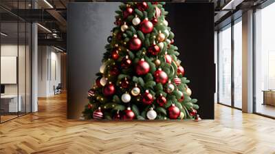 christmas tree decorated festive ornaments lights throughout holiday season Wall mural